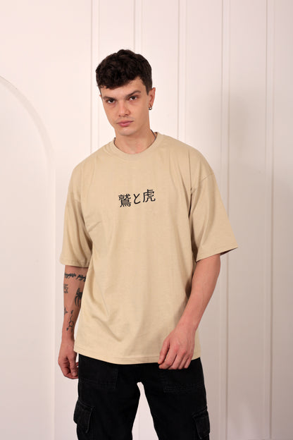 Alpha Clash Beige Oversized Printed T-shirt