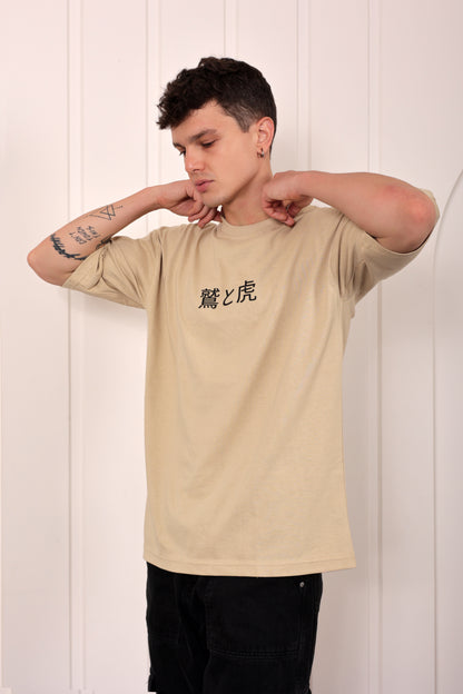 Alpha Clash Beige Oversized Printed T-shirt