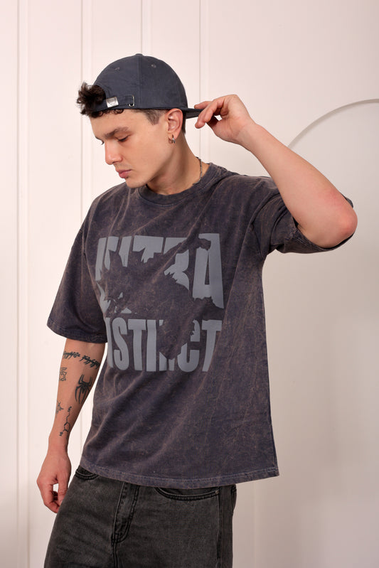 Grey Acid Washed Heavyweight Oversized T-shirt