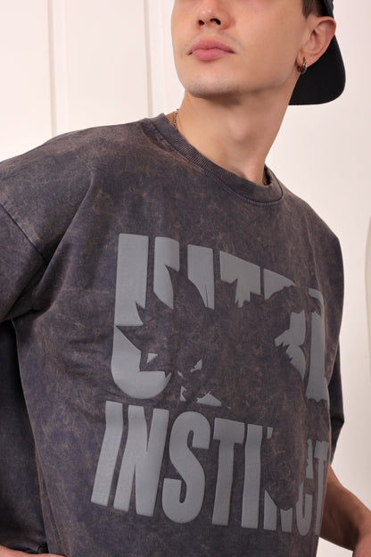 Grey Acid Washed Heavyweight Oversized T-shirt