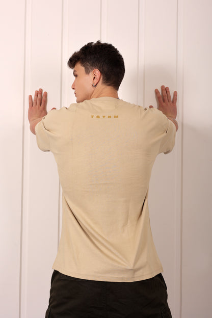 Authentic Beige Oversized Printed T-shirt