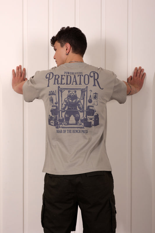 Predator Grey Oversized Printed T-shirt