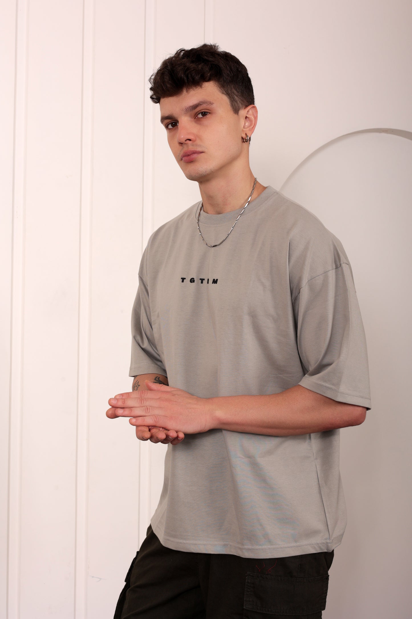 Predator Grey Oversized Printed T-shirt