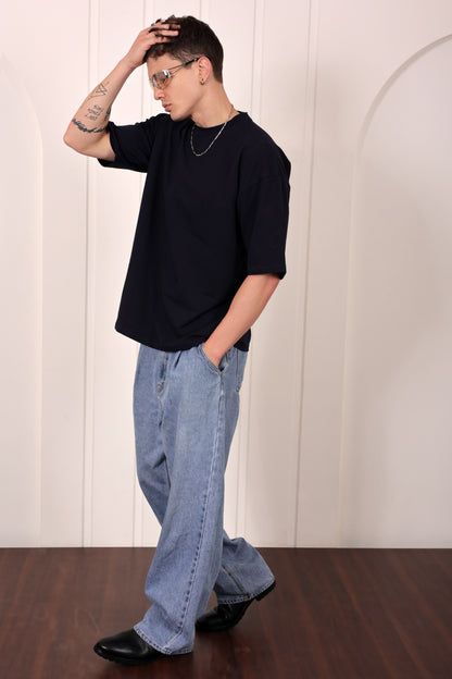 Premium Navy Blue Oversized Jersey T-shirt
