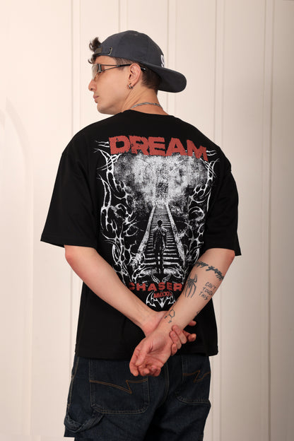 Dream Chaser Black Oversized Printed T-shirt
