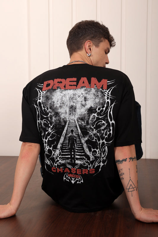 Dream Chaser Black Oversized Printed T-shirt