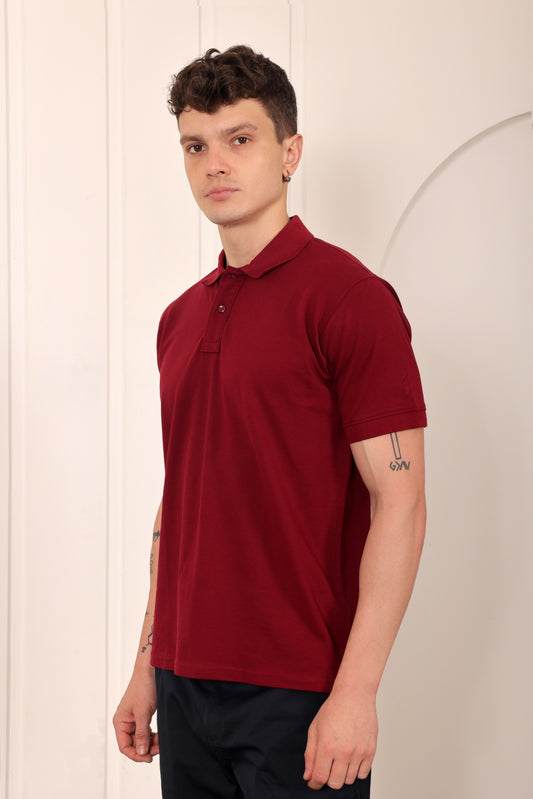 Men's Pique Polo in Maroon