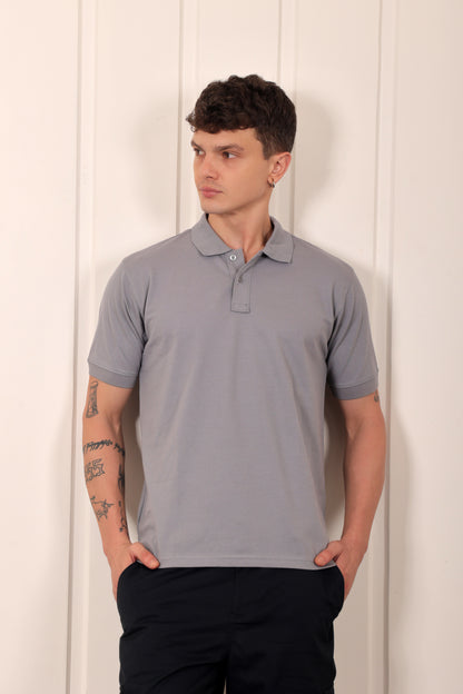 Men's Pique Polo in Grey