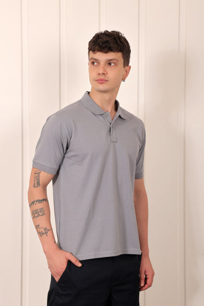 Men's Pique Polo in Grey