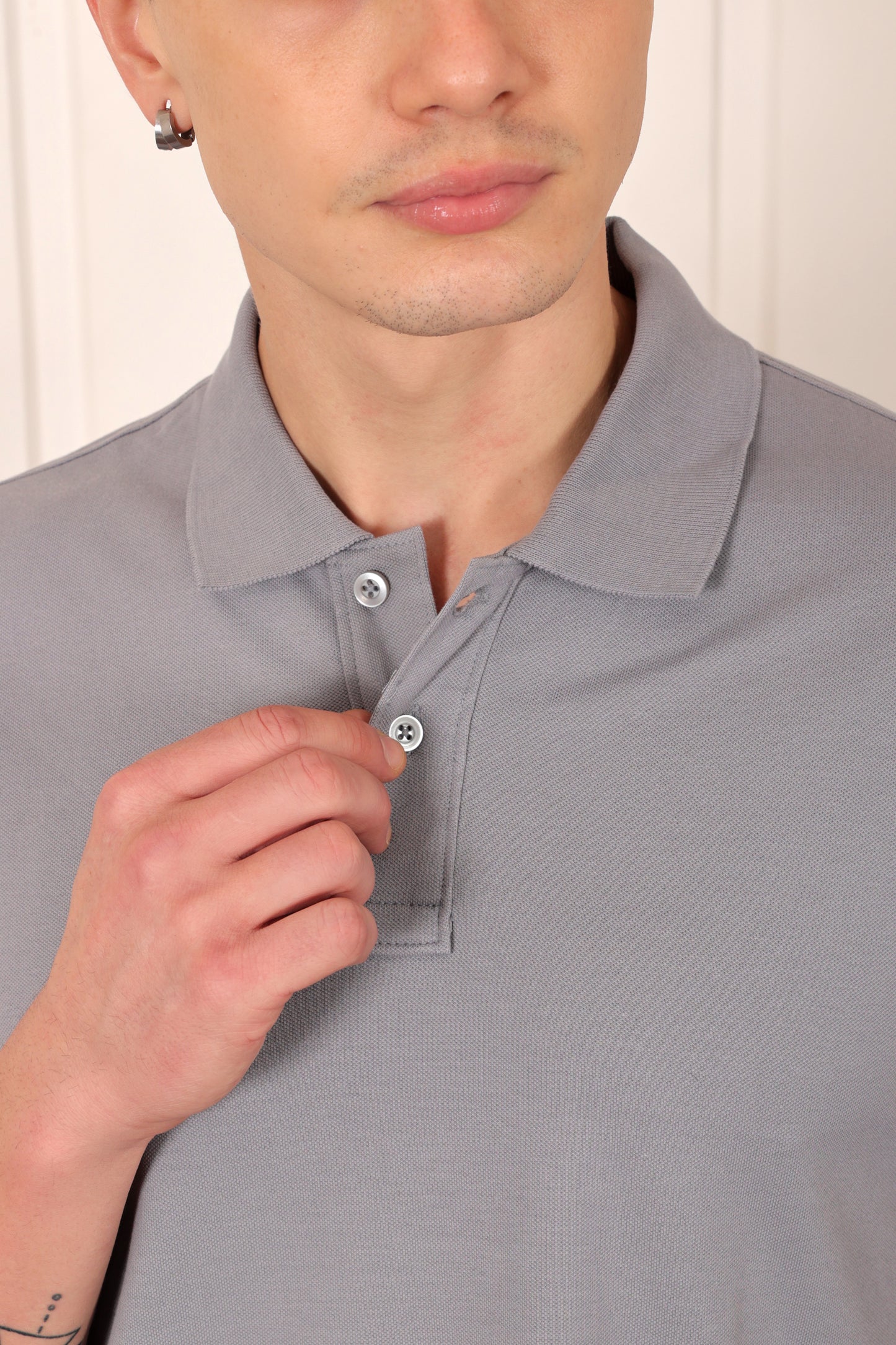 Men's Pique Polo in Grey