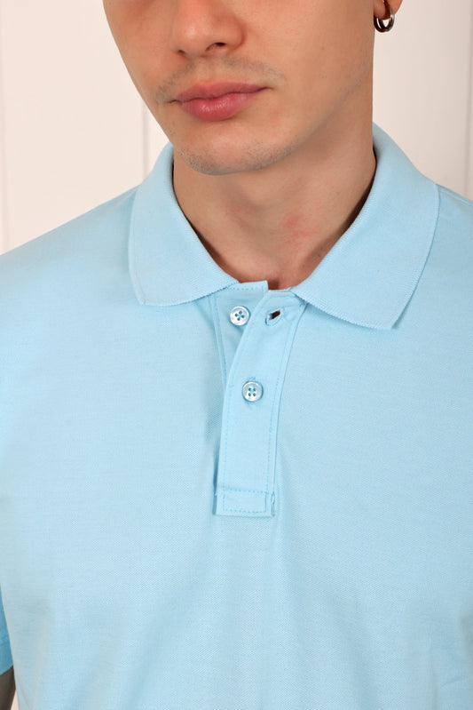 Men's Pique Polo in Blue