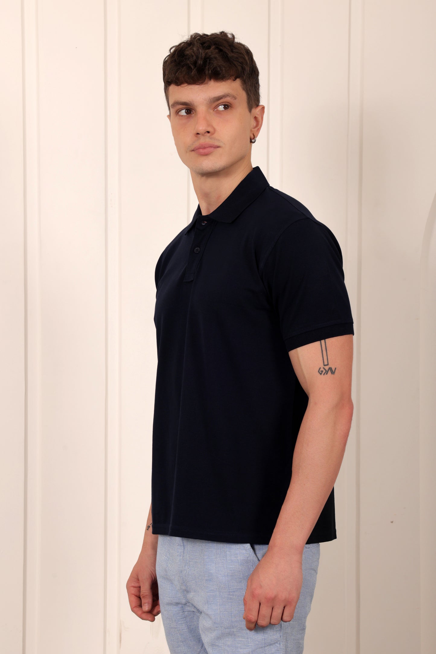 Men's Pique Polo in Navy Blue