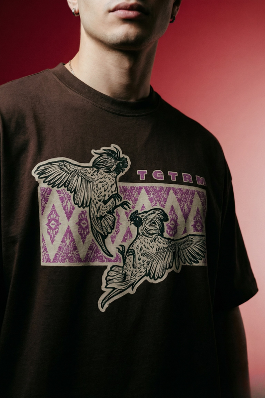 Tribal Print Brown Oversized Printed Tshirt