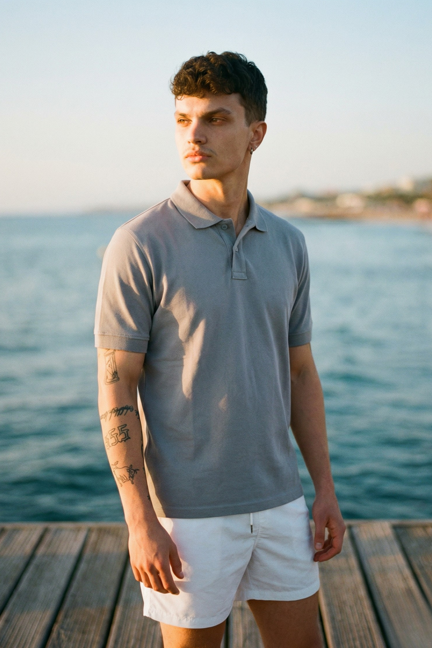 Men's Pique Polo in Grey