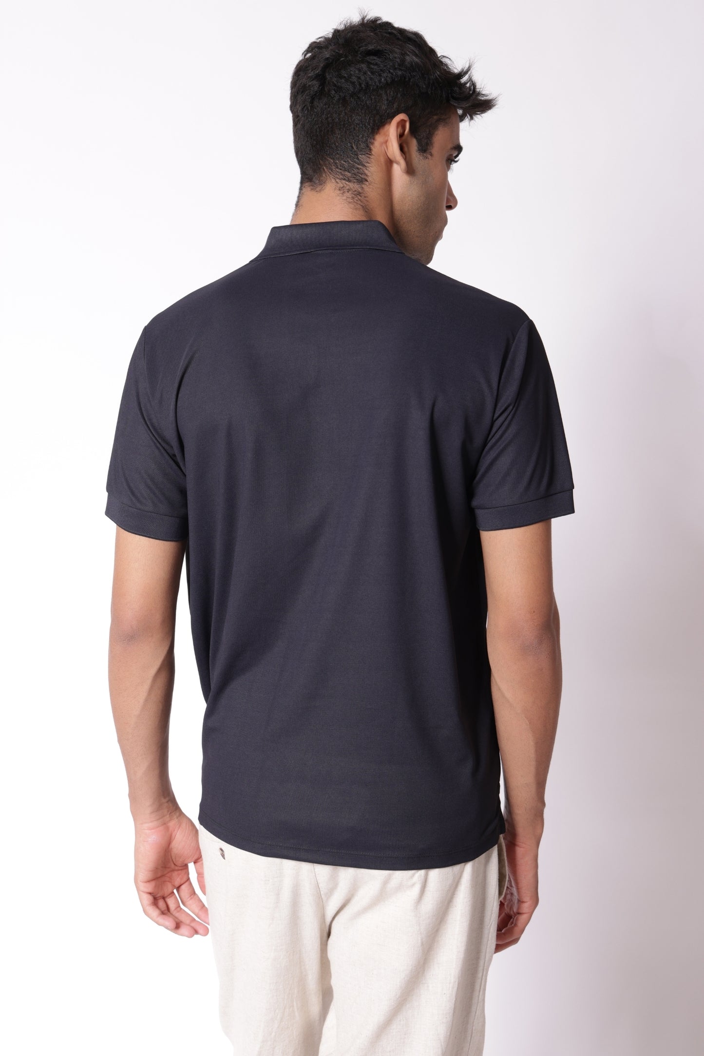 Classic Dri-Fit Zipper Polo T-shirt in Black