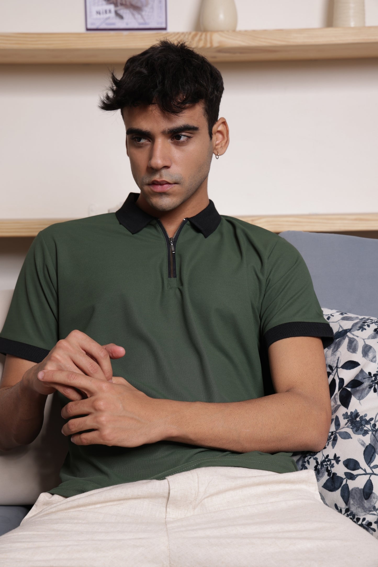 Classic Dri-Fit Zipper Polo T-shirt in Green