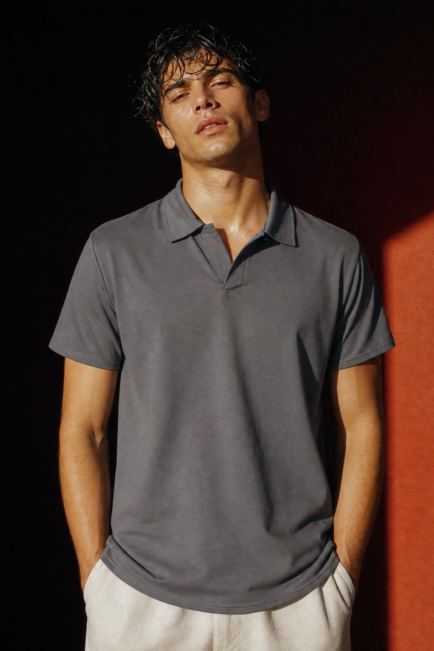 Men's Essential Polo Shirt in Grey