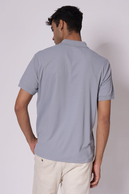 Classic Dri-Fit Zipper Polo T-shirt in Light Grey