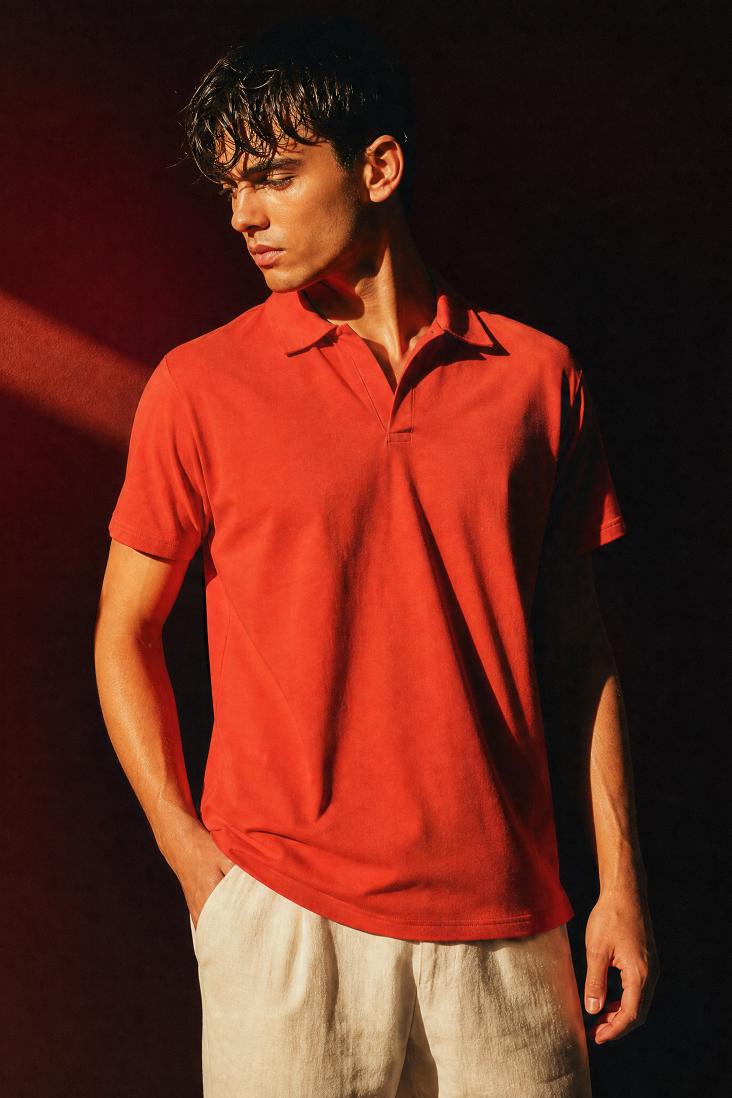Men's Essential Polo Shirt in Rust