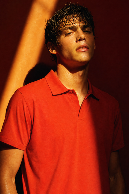 Men's Essential Polo Shirt in Rust