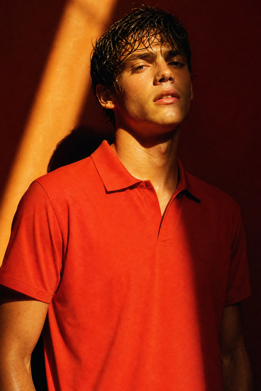 Men's Essential Polo Shirt in Rust