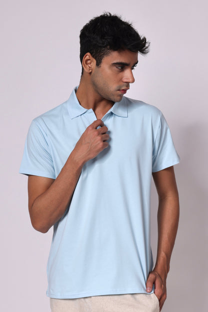 Classic Lightweight Polo T-shirt in Light Blue