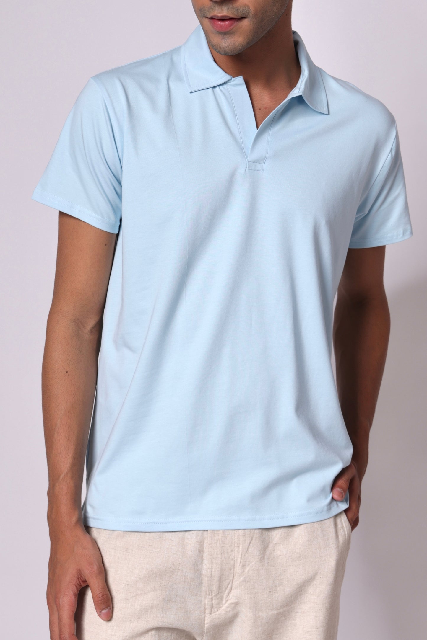 Classic Lightweight Polo T-shirt in Light Blue