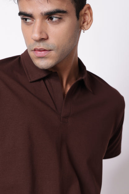 Classic Lightweight Polo T-shirt in Brown