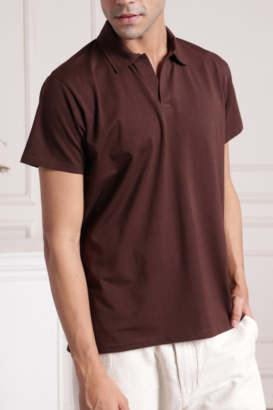 Classic Lightweight Polo T-shirt in Brown