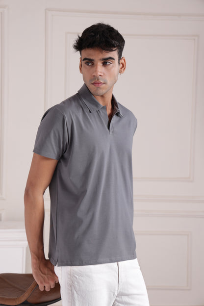 Classic Lightweight Polo T-shirt in Grey