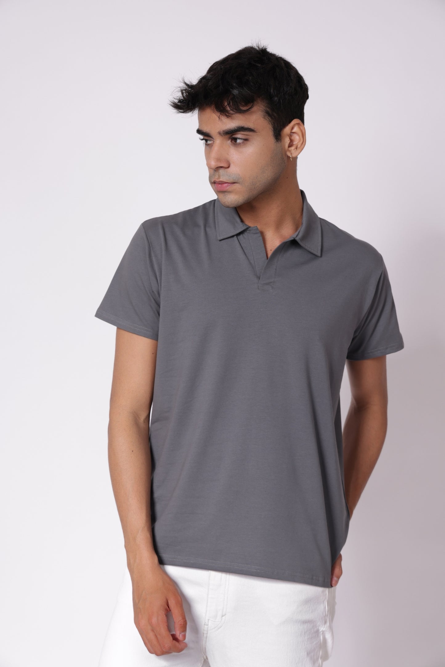 Classic Lightweight Polo T-shirt in Grey