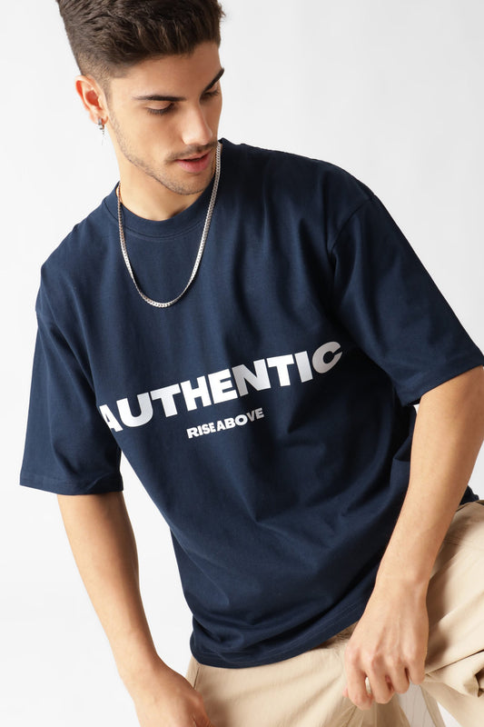 Printed Oversized Tshirt in Navy Blue