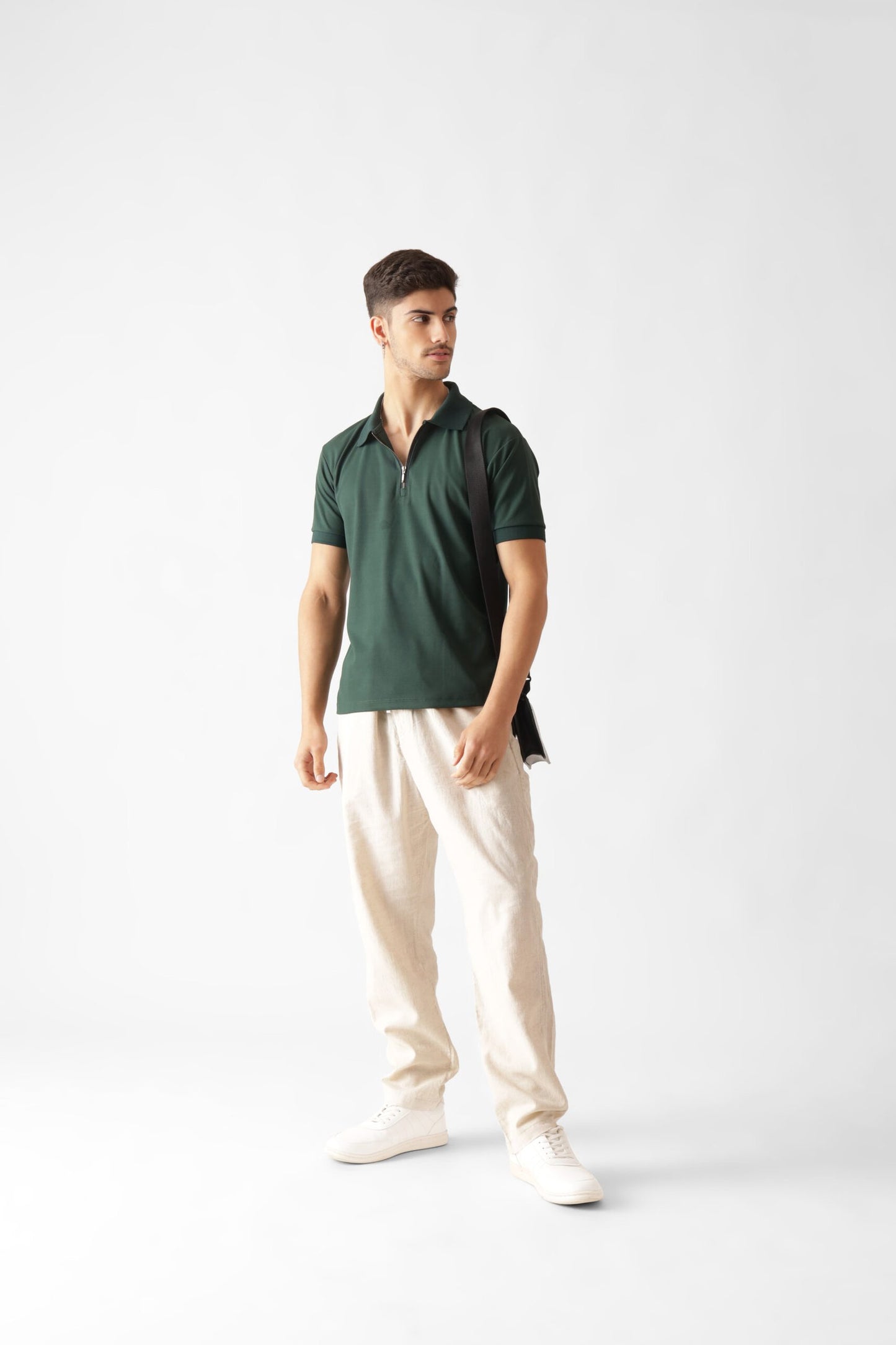 Dri-Fit Zipper Polo Tshirt in Green