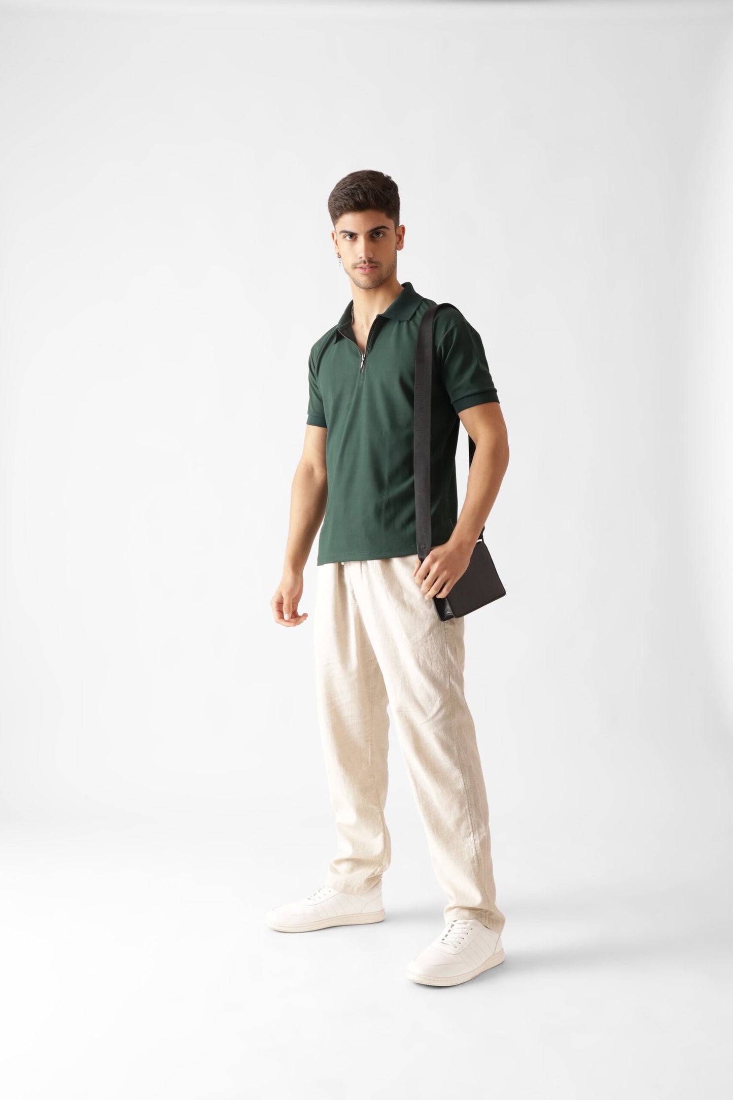 Dri-Fit Zipper Polo Tshirt in Green