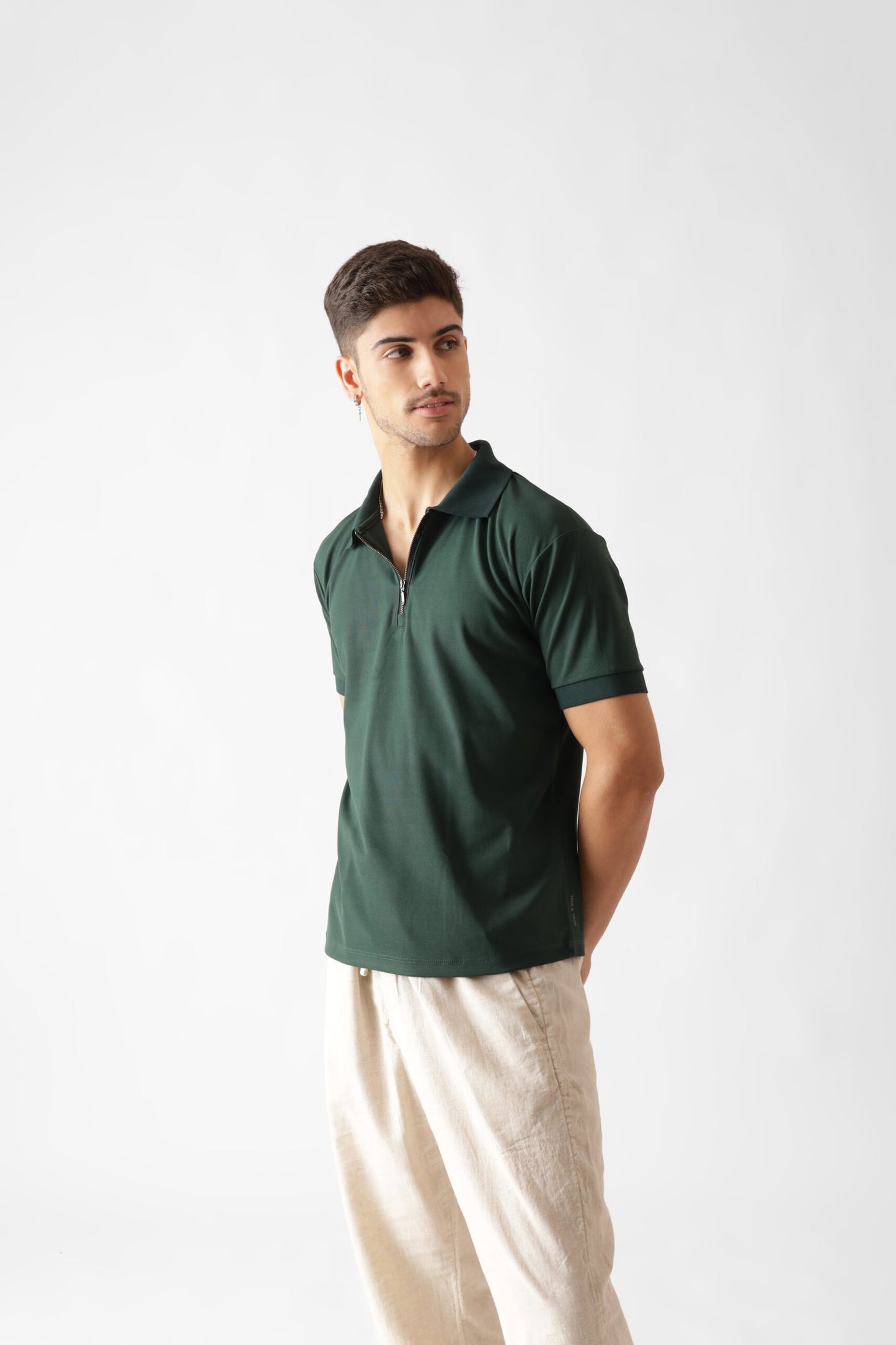 Dri-Fit Zipper Polo Tshirt in Green