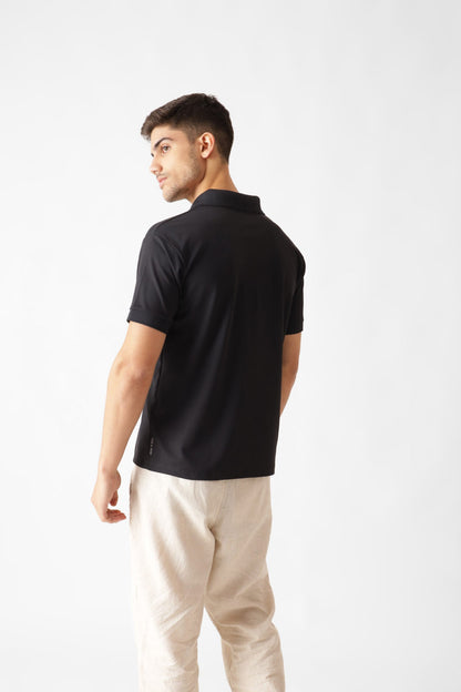 Dri-Fit Zipper Polo Tshirt in Black