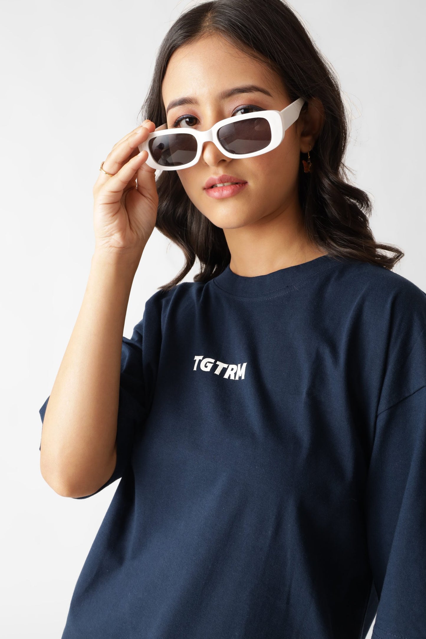 Printed Oversized Tshirt in Navy Blue