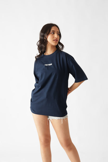 Printed Oversized Tshirt in Navy Blue