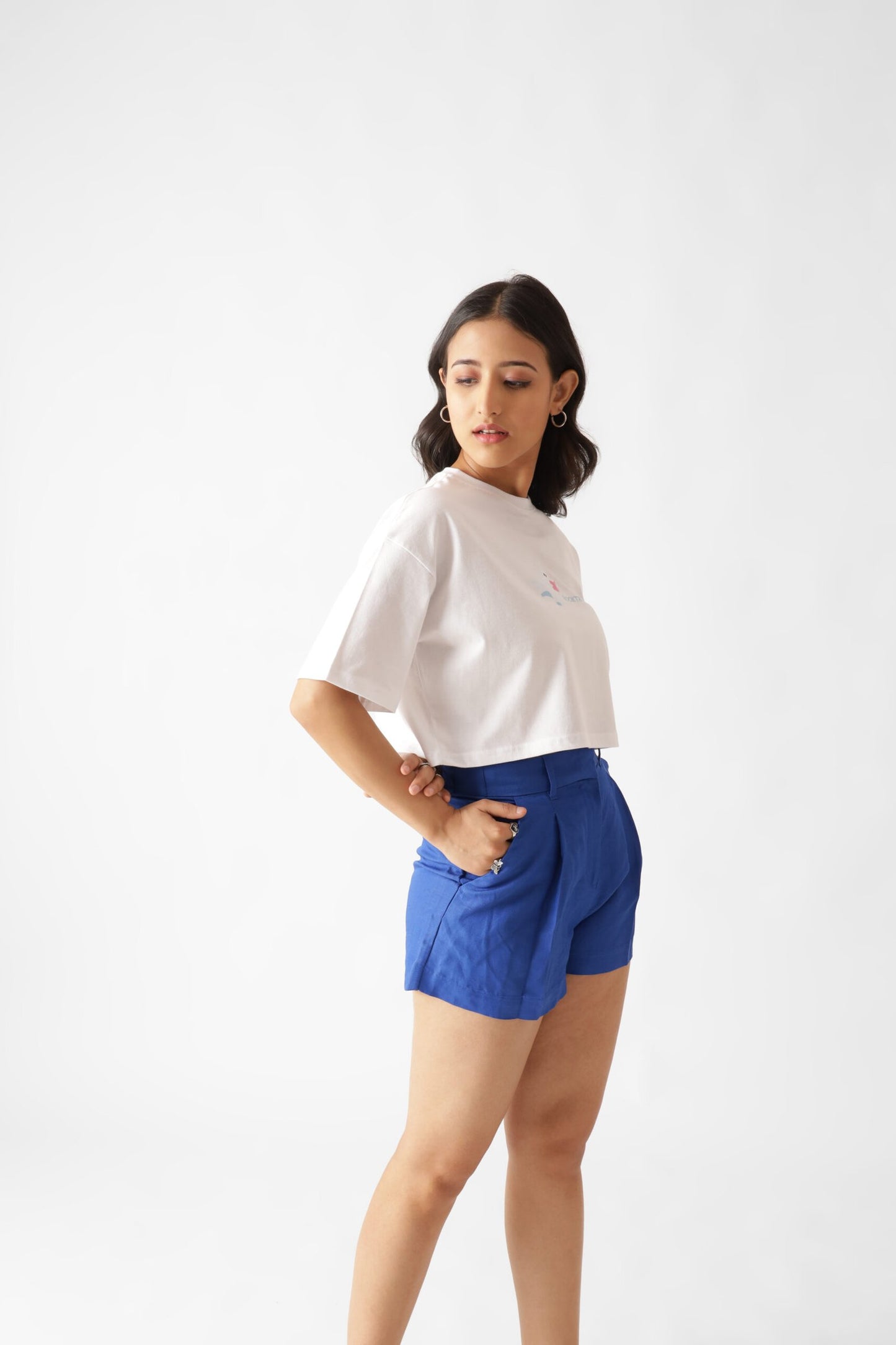 Booktrovert White Oversize Crop Top