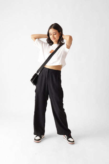 Bearly Awake White Oversize Crop Top