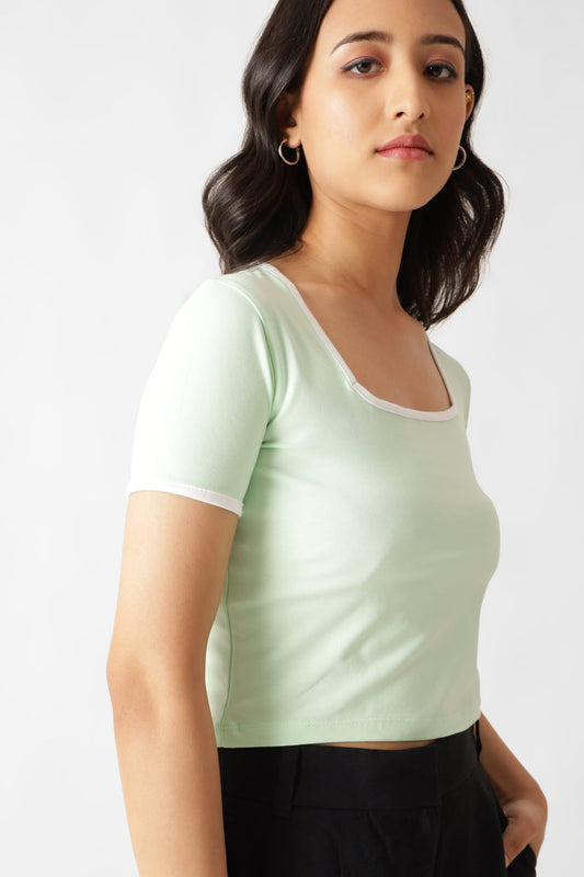 Light Green Jersey Crop Top