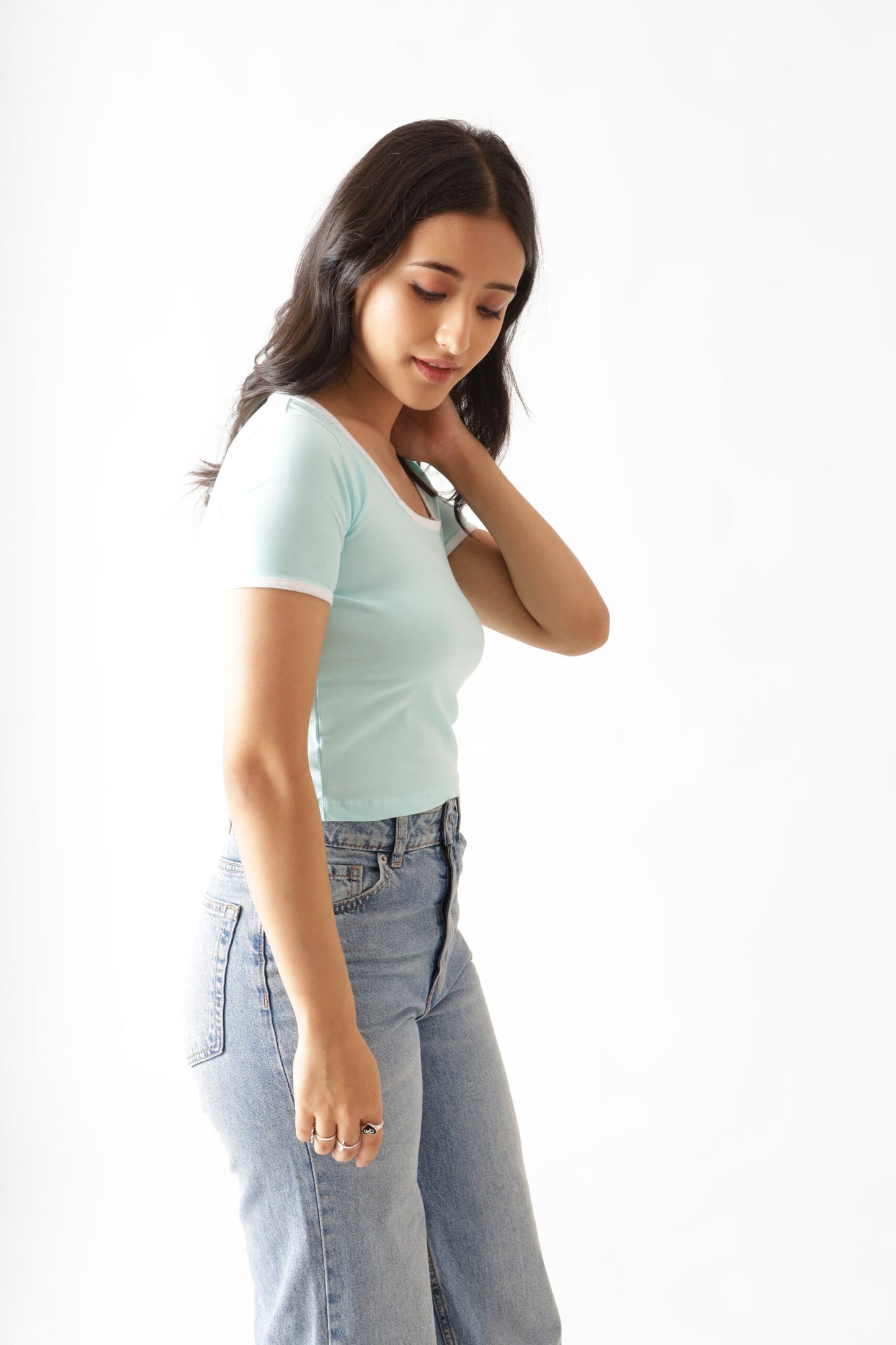 Light Blue Jersey Crop Top