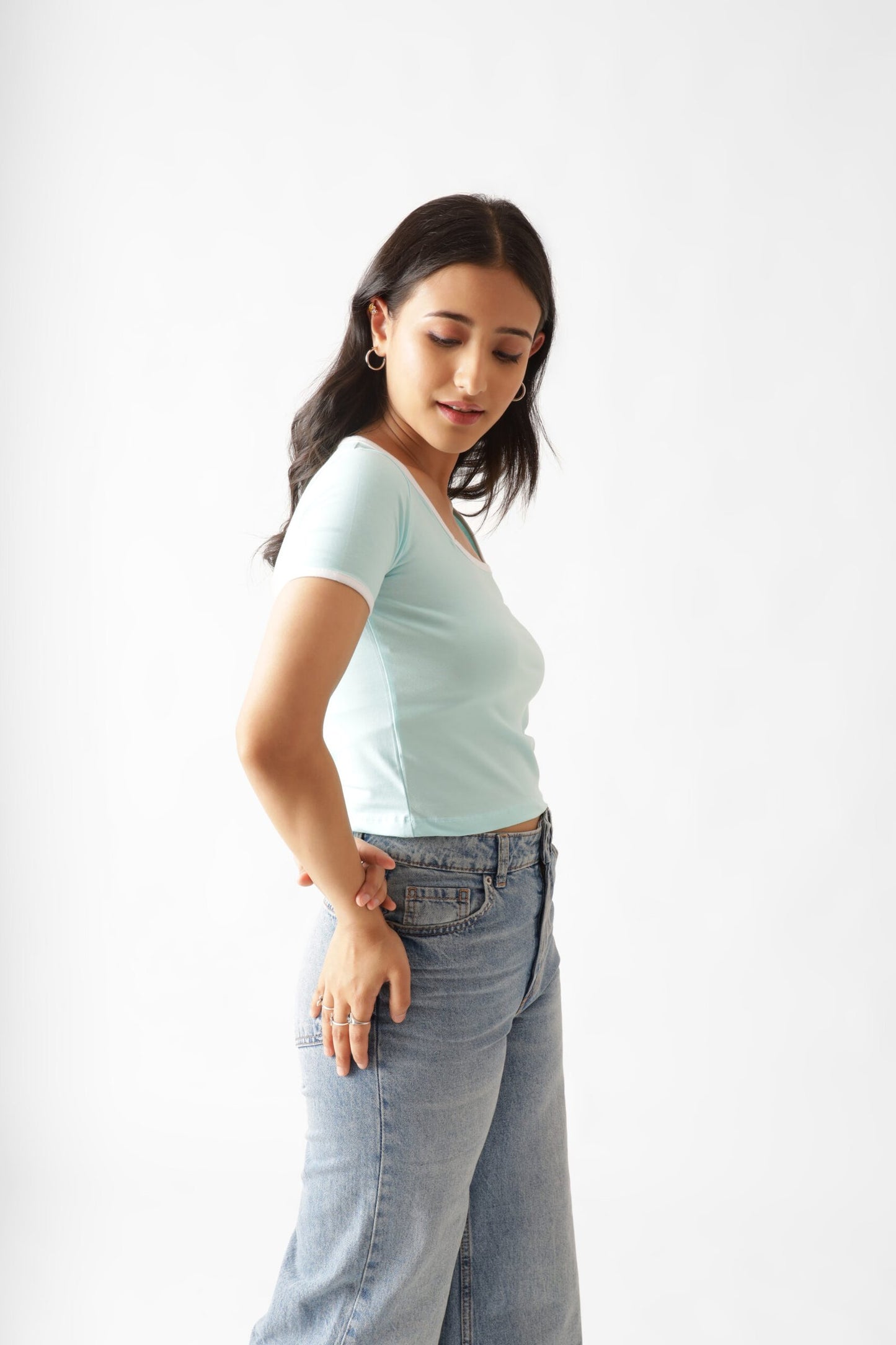 Light Blue Jersey Crop Top