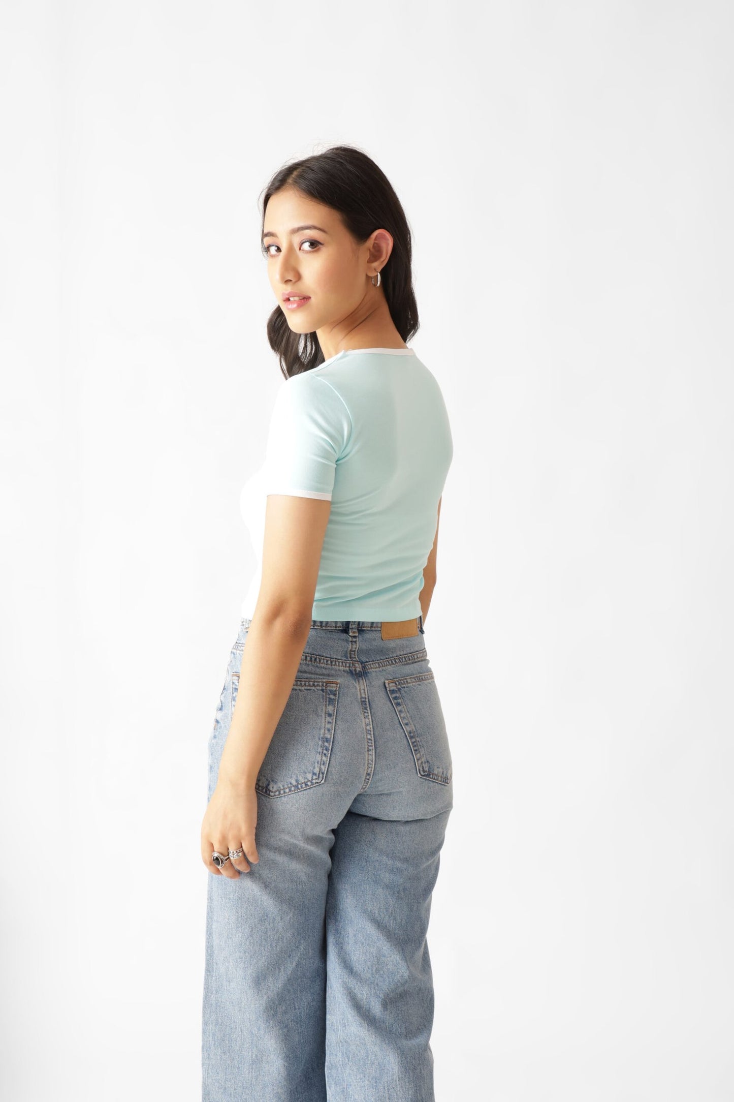 Light Blue Jersey Crop Top