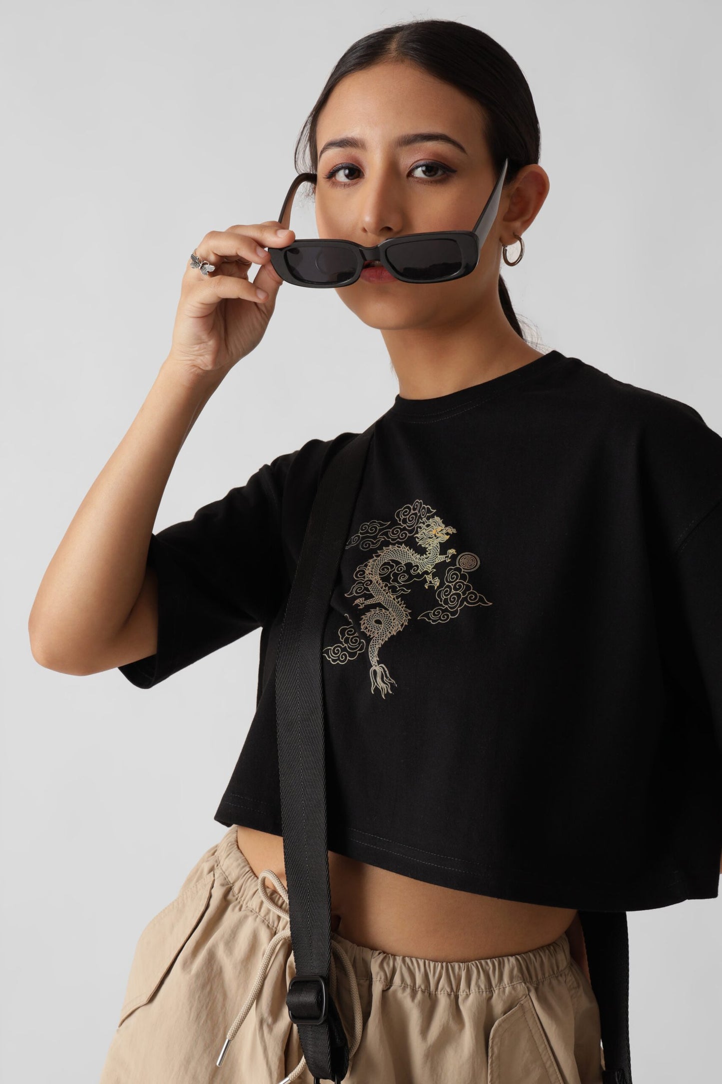 Black Oversize Crop Top