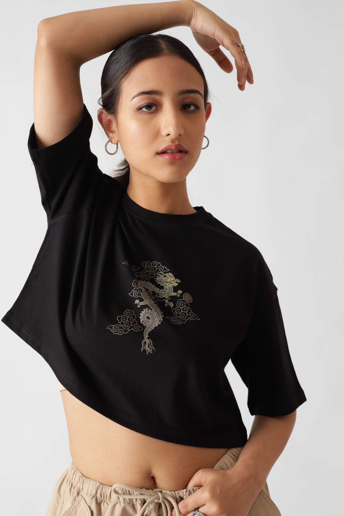 Black Oversize Crop Top