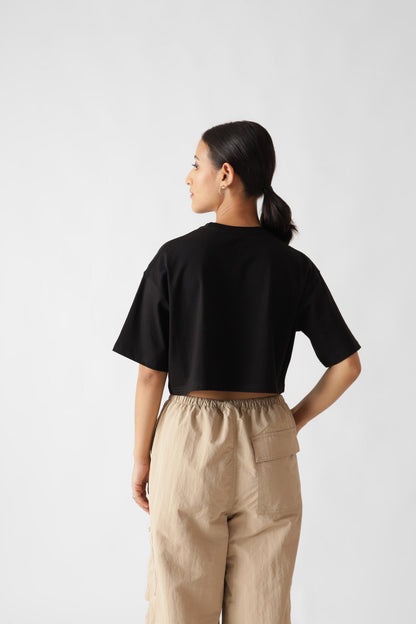 Black Oversize Crop Top