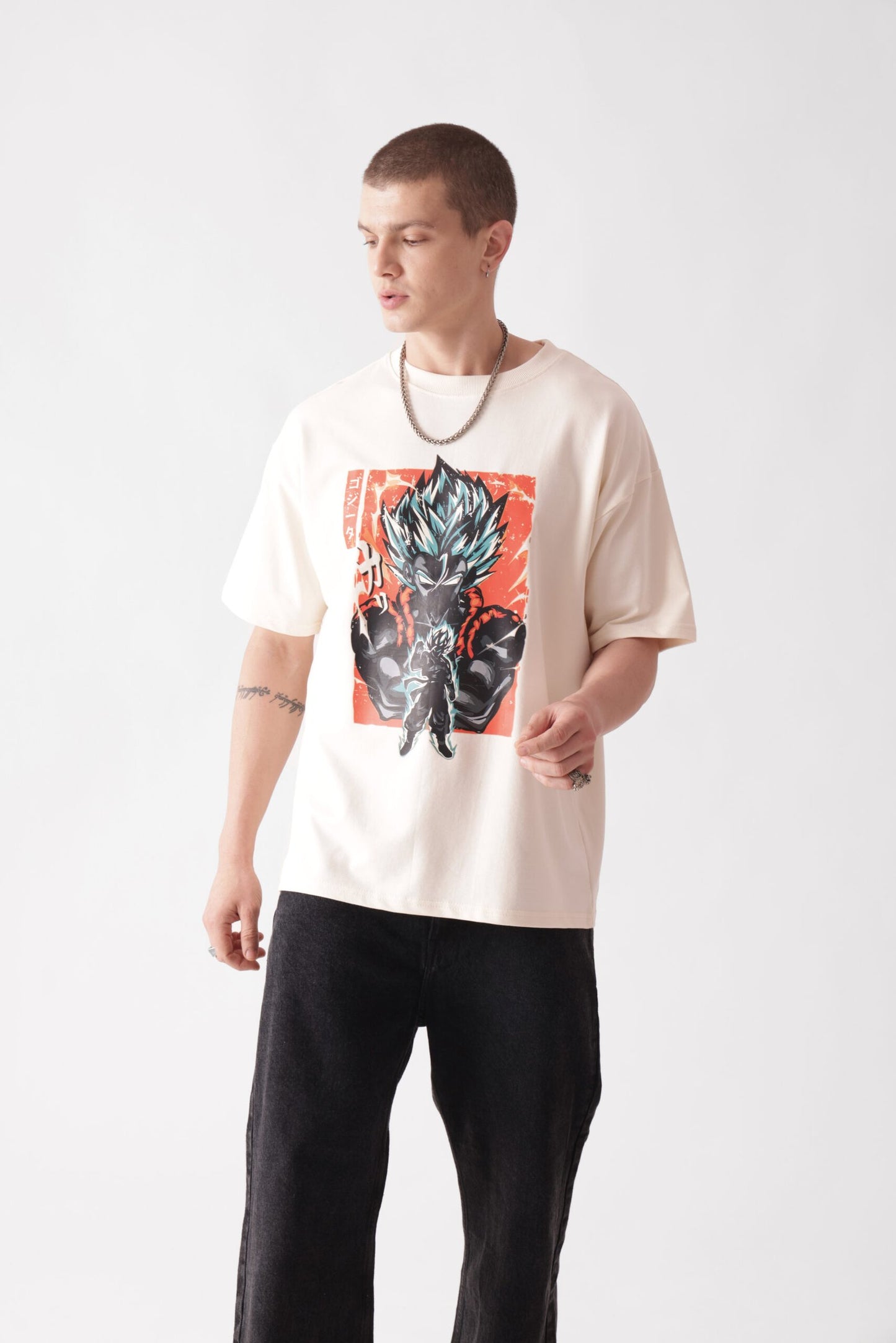 Cream Heavyweight Oversized T-shirt(Anime)