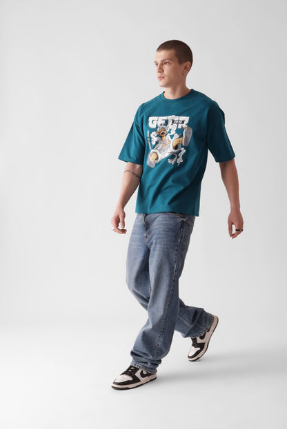 Teal Heavyweight Oversized T-shirt(Anime)