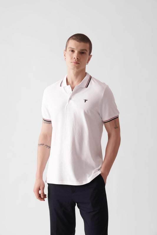 Plain White Twin-Tipped Polo Shirt